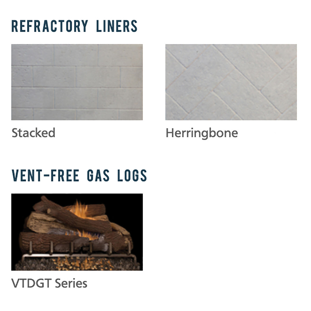 Refractory liner panel options: stacked and herringbone.