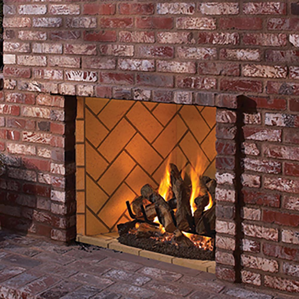 Superior 42-Inch Vent-Free Outdoor Masonry Gas Firebox with 30-Inch Gas Log Set (VRE6042)
