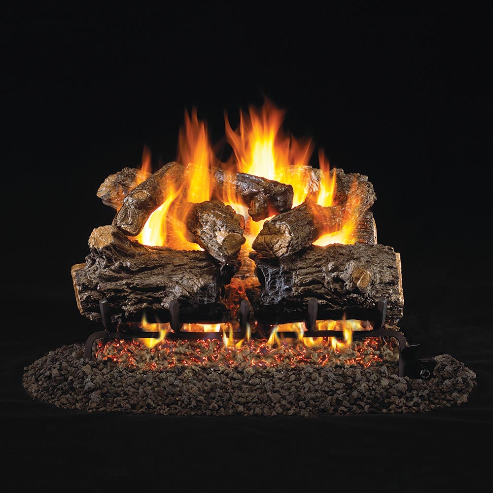 Real Fyre HCHR Burnt Rustic Oak Vented Gas Log Set, Stainless Steel, ANSI Certified