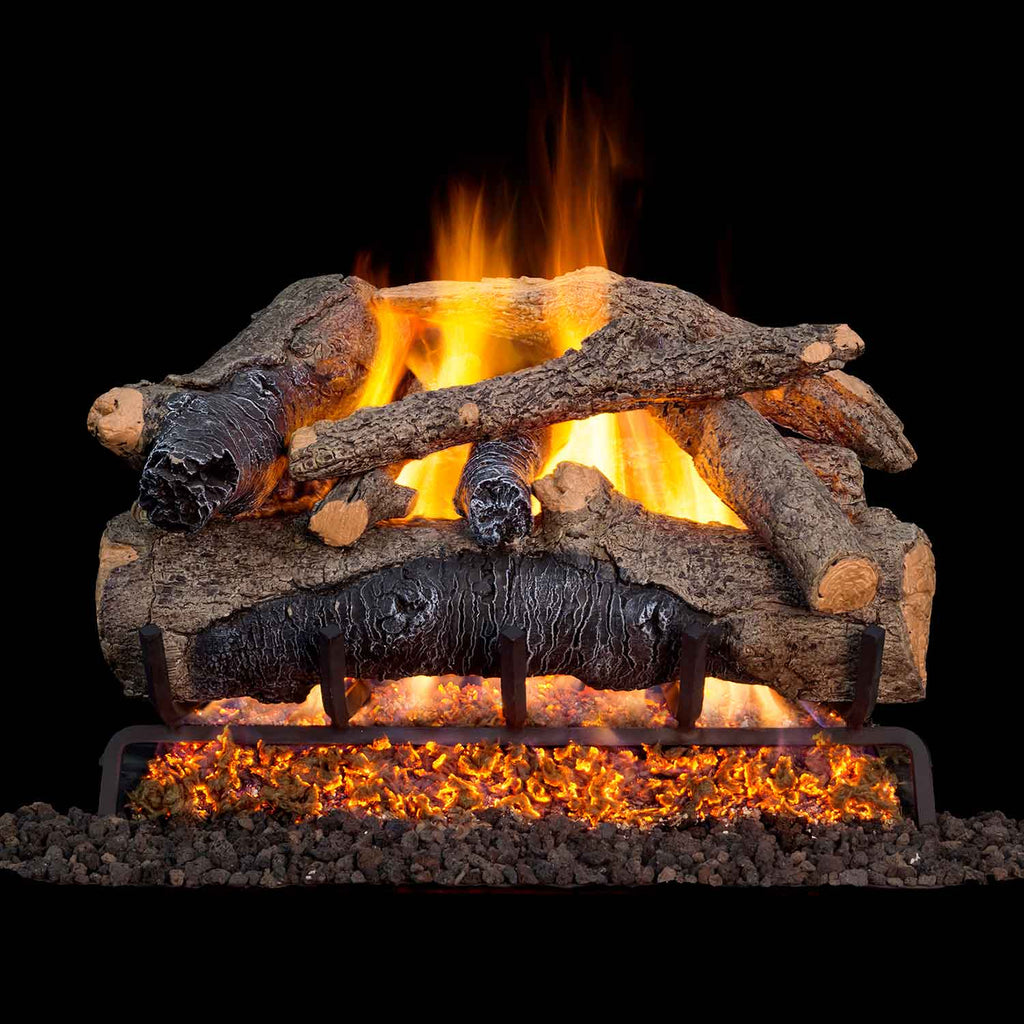 Real Fyre COLO vented gas logs only with burning flames and split wood logs