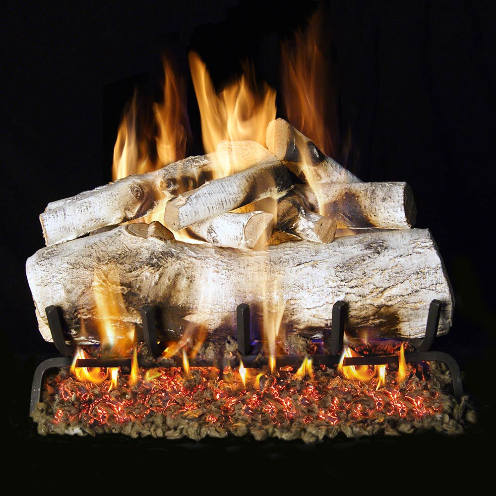 Real Fyre MBW Mountain Birch Vented Gas Log Set, Double Sided, Stainless Steel, ANSI Certified