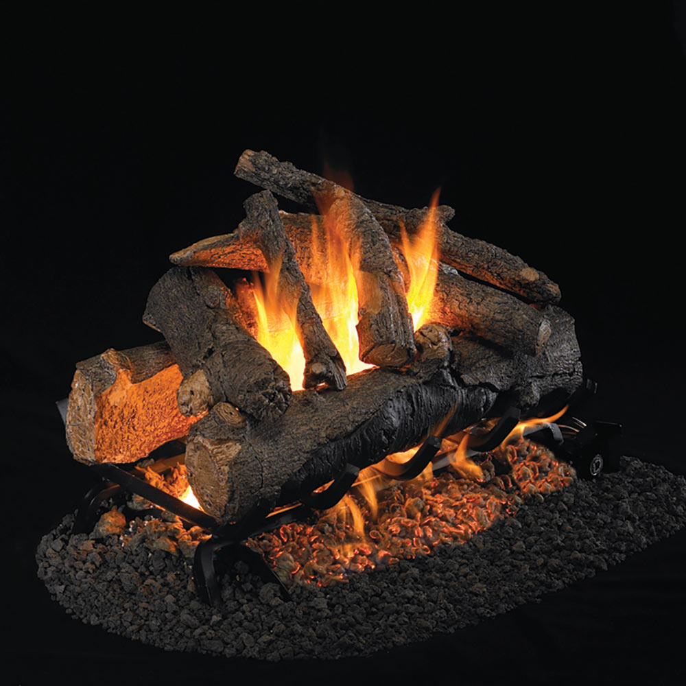 Real Fyre CHAO Charred American Oak Vented Gas Log Set, Stainless Steel, Double Sided