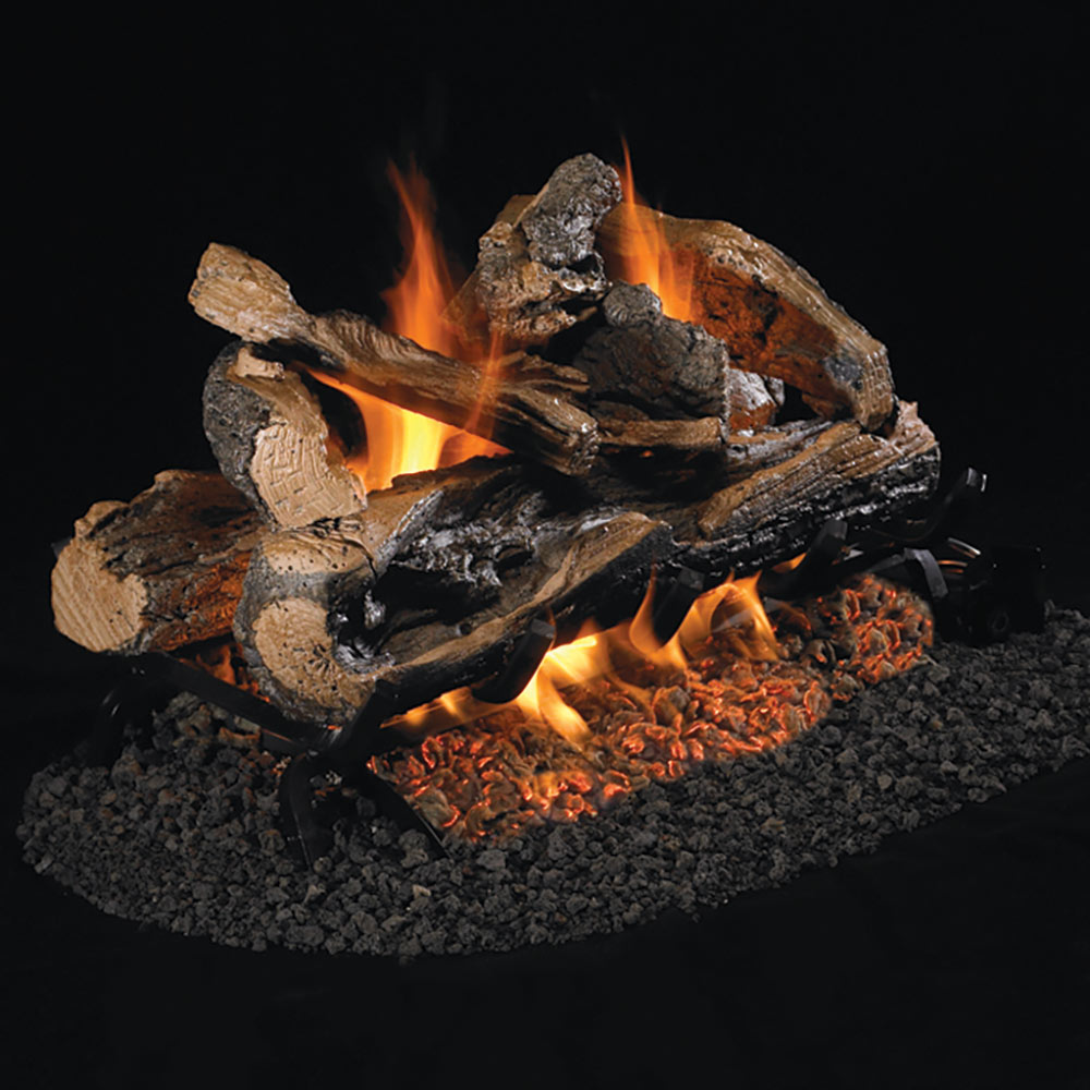 Real Fyre CHRRSO Charred Rugged Split Oak Vented Gas Log Set, Stainless Steel, Double Sided