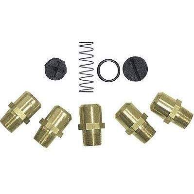 Brass gas conversion kit fittings with spring, O-ring, and washers