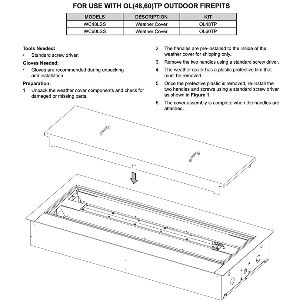 Carol Rose by Empire 60-Inch Stainless Steel Outdoor Weather Cover for Linear Fire Pits