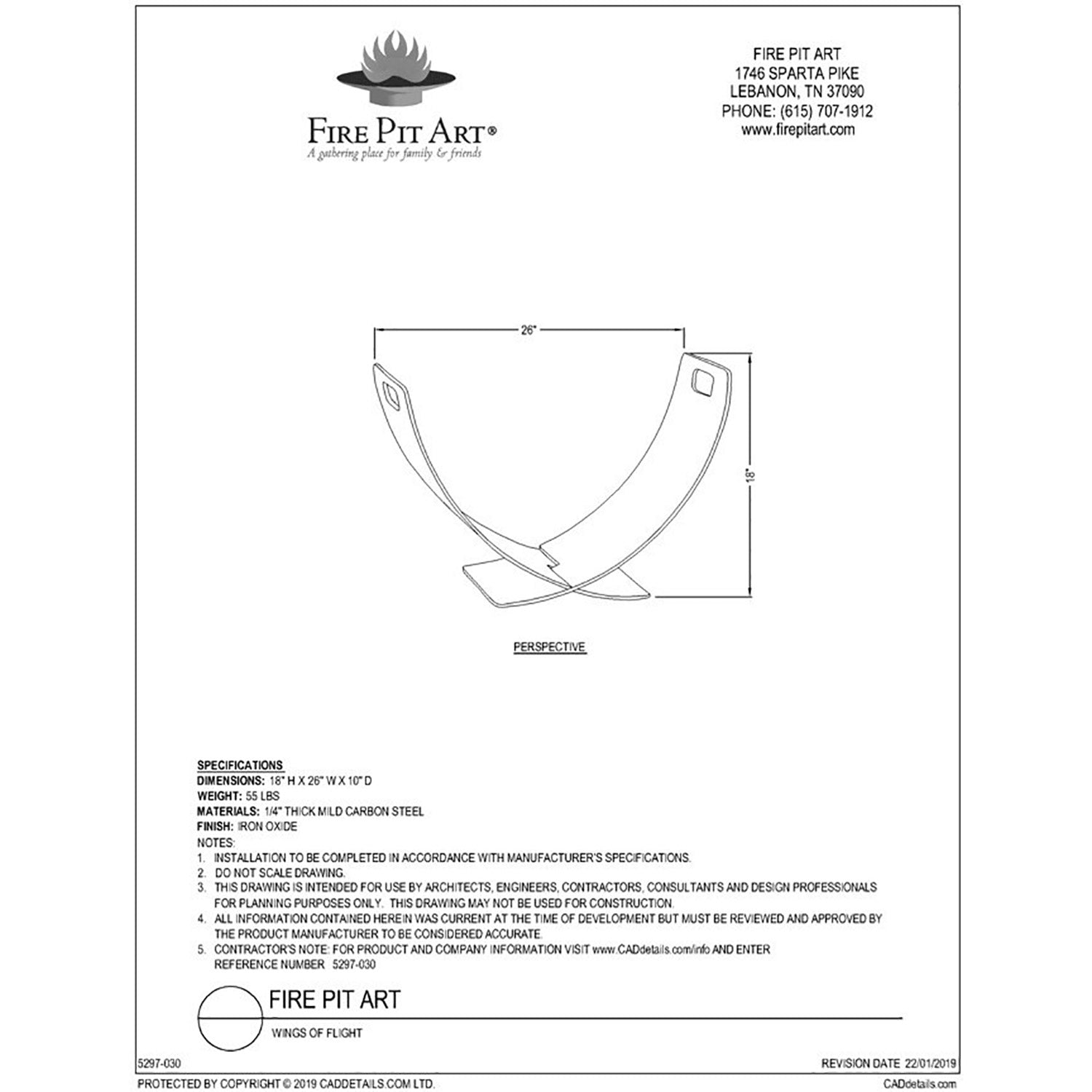 Fire Pit Art Wings in Flight Artisan Log Rack - Thumbnail 5