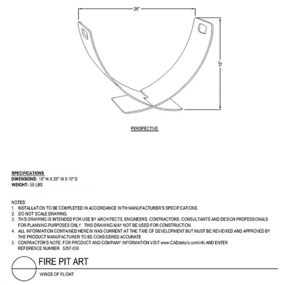 Stainless steel fire pit art log rack diagram with labeled dimensions
