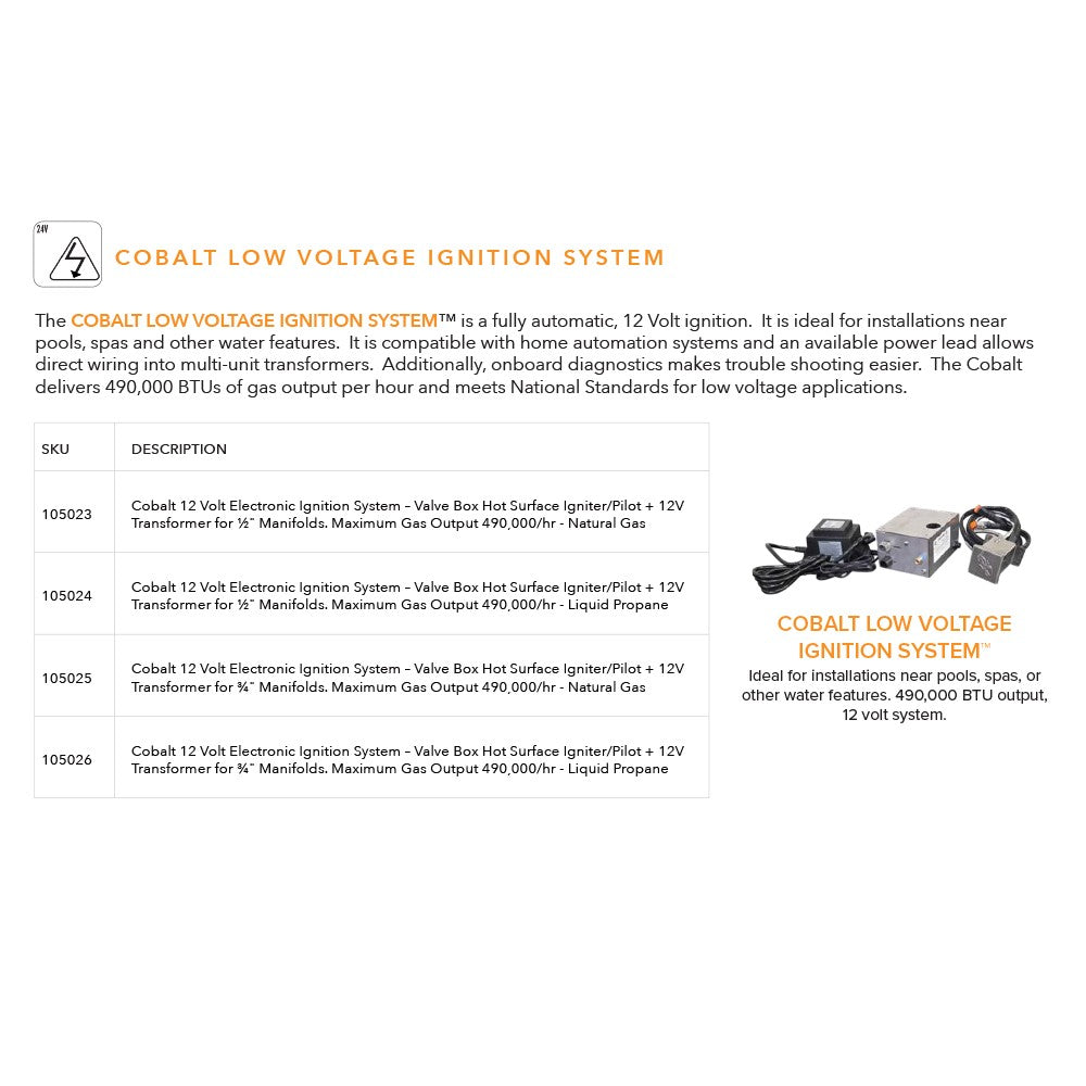 Warming Trends Cobalt 12V Low Voltage Electronic Ignition System
