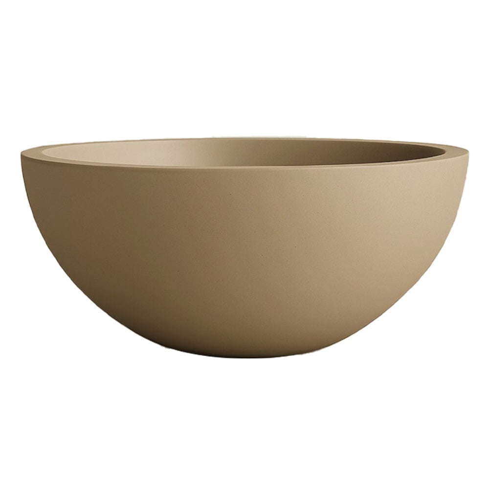Gas fire bowl with tan concrete finish