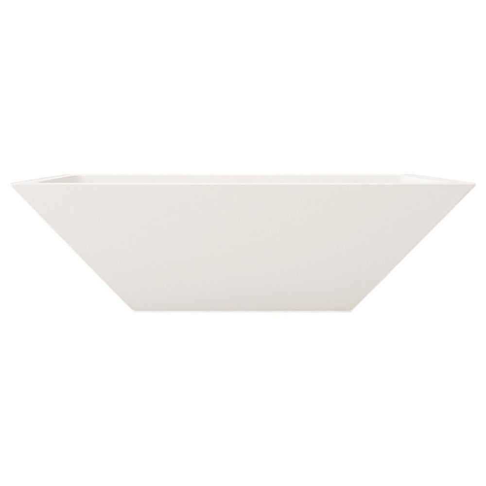 White concrete fire bowl with wide, shallow basin.