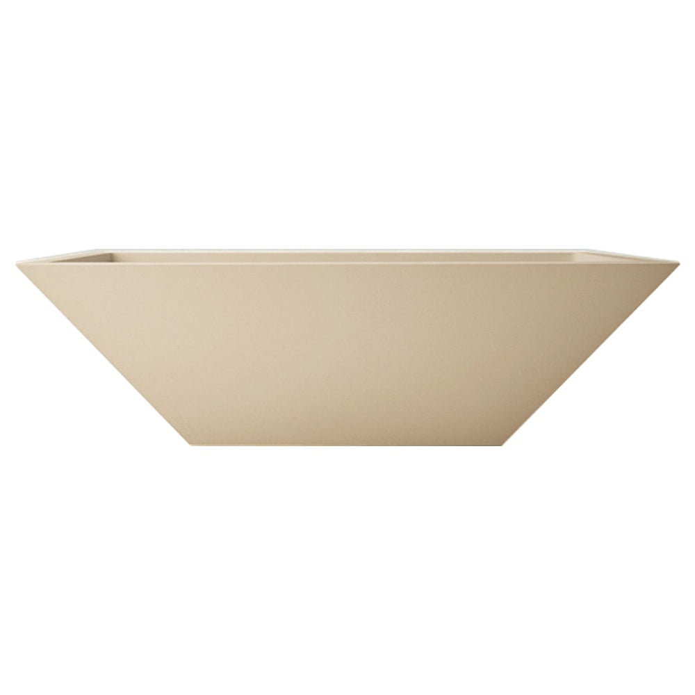 Tan concrete gas fire bowl with square burner opening