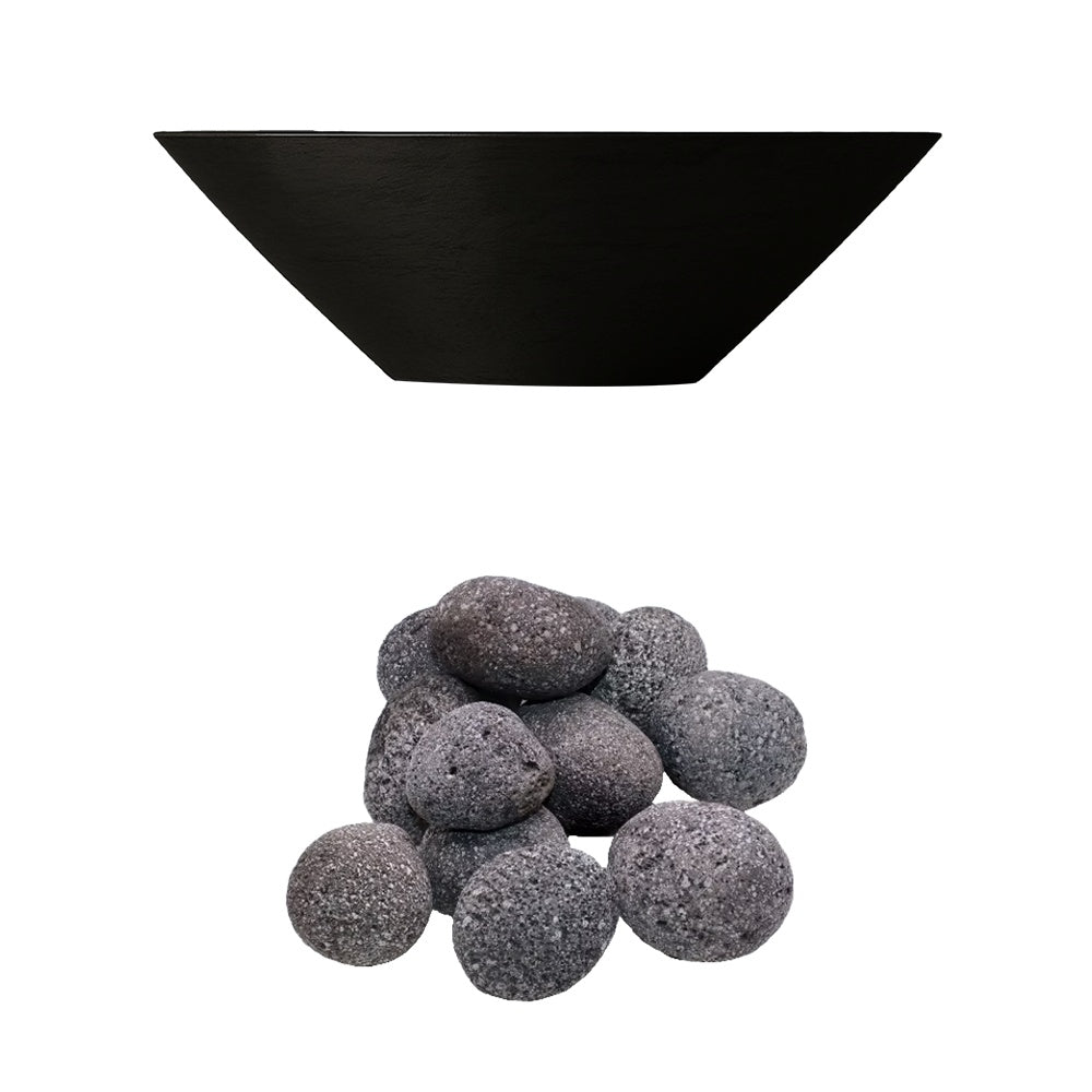 Gray lava rock media set, rounded stone pieces for gas fire bowl