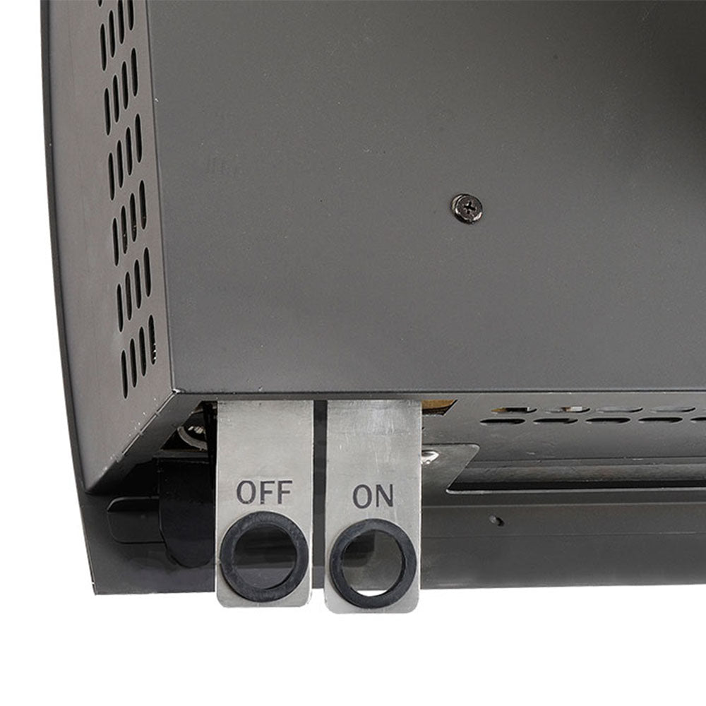 HEATSTRIP LPG gas heater control area with OFF and ON knobs on side panel
