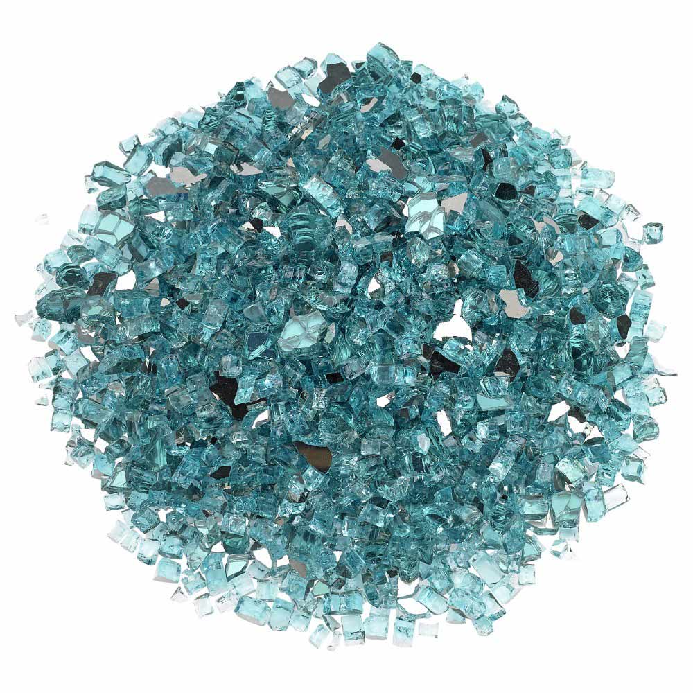 American Fire Glass 1/4-Inch Premium Fire Glass, 10 lbs, Azuria Reflective