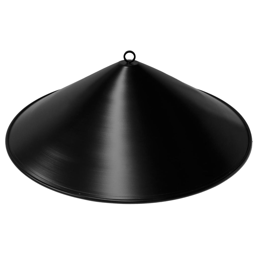 Black steel cone fire pit cover with hanging loop handle