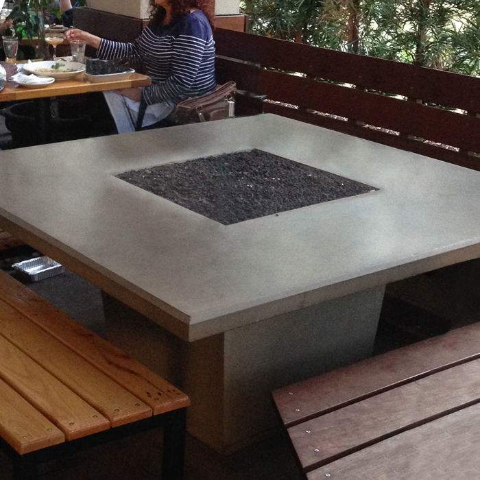 American Fyre Designs Cosmopolitan 60-Inch Square GFRC Dining Height Fire Table