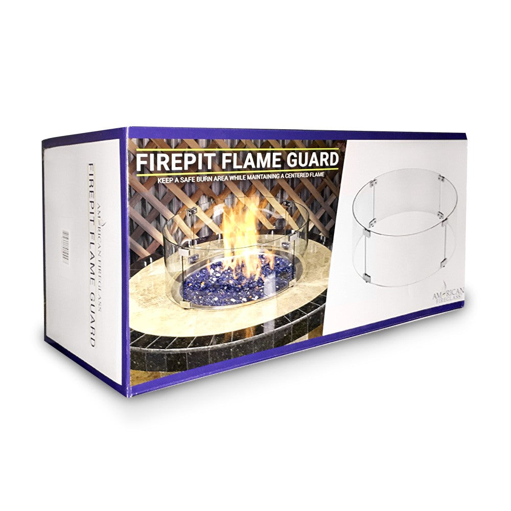 American Fire Glass Fire Pit Glass Wind Guard, Round, 23x6 Inch
