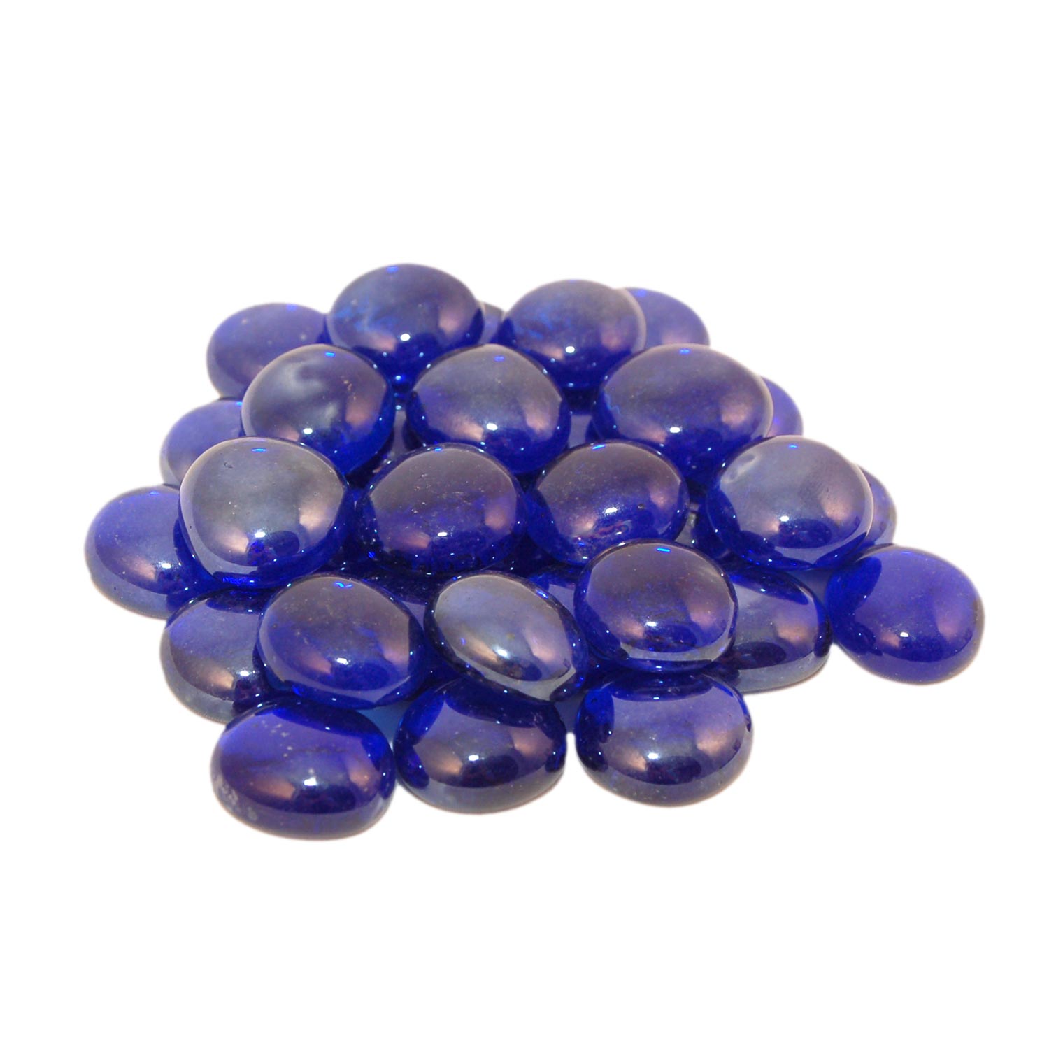 Sapphire blue glass fire gems, rounded glossy stones