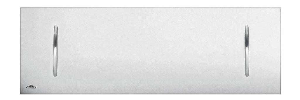 Stainless fireplace cover with two vertical pull handles, brushed finish