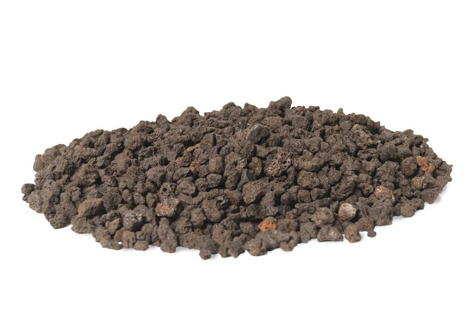 Loose lava-fyre granules, dark brown and black rock pieces
