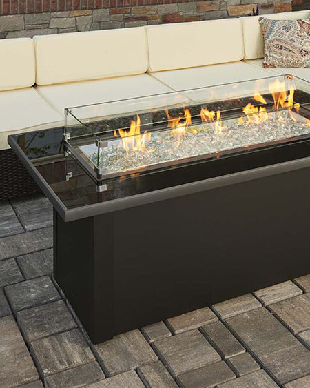 The Outdoor GreatRoom Company MCR-1242-BLK-K Monte Carlo Gas Fire Table, 30x59.25-Inches