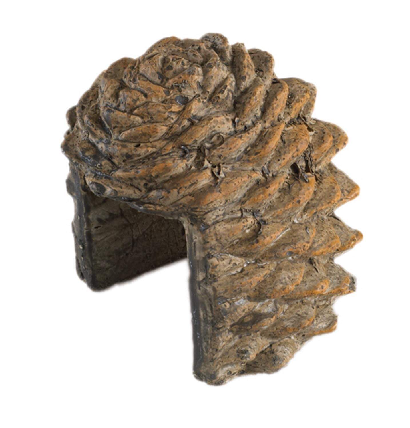 Decorative pine cone cover in textured brown and tan fabric