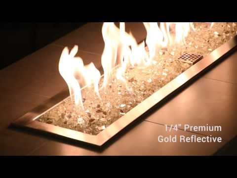 American Fire Glass 1/4-Inch Premium Fire Glass, 10-Pounds, Gold Reflective