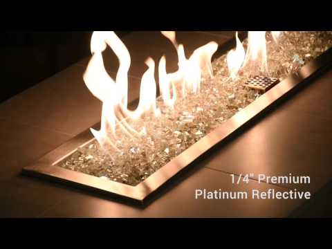 American Fire Glass 1/4-Inch Premium Fire Glass, 10-Pounds, Platinum Reflective