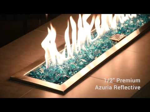 American Fire Glass 1/2-Inch Premium Fire Glass, 10 lbs, Azuria Reflective