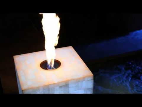 Grand Effects SQxxF16 16x16-Inch Square Floor Mount White Quartz Stone Candelere with Electronic Ignition & LED Lights