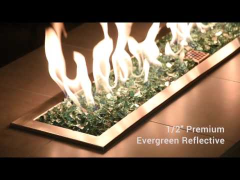 American Fire Glass 1/2-Inch Premium Fire Glass, 10-Pounds, Evergreen Reflective