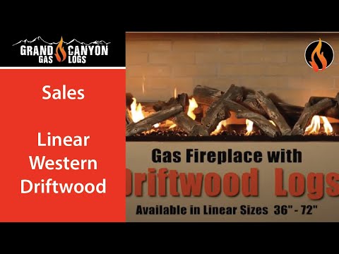 Grand Canyon Linear Western Driftwood Vented Gas Log Set with Stainless Steel Glass Burner and Media