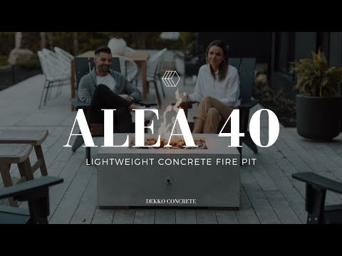 HPC Fire Alea Square Lightweight Concrete Gas Fire Pit, 40-Inch