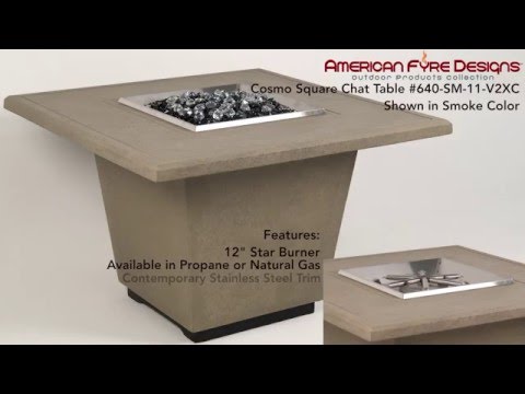 American Fyre Designs Cosmopolitan 36-Inch Square GFRC Chat Height Fire Table