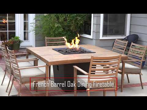 American Fyre Designs Cosmopolitan 60-Inch Square Reclaimed Wood Dining Height Fire Table
