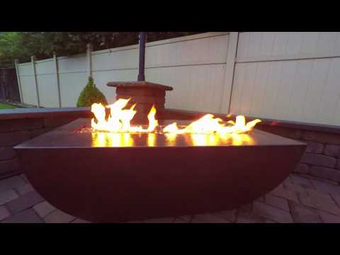 HPC Fire Phoenix 47x25-Inch Linear Hammered Copper Gas Fire Pit