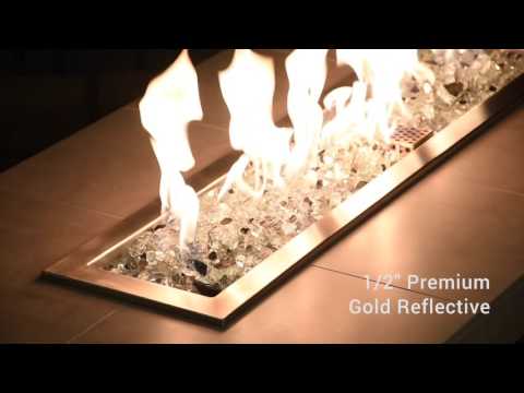 American Fire Glass 1/2-Inch Premium Fire Glass, 10-Pounds, Gold Reflective