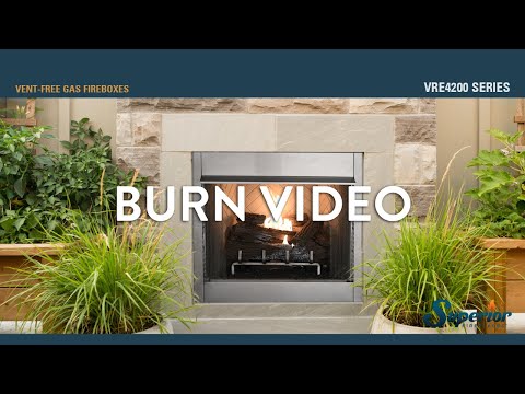Superior 42-Inch Vent-Free Outdoor Gas Firebox with Vent-Free Gas Log Set (VRE4242)