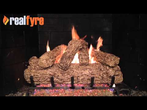 Real Fyre HR Rustic Oak Vented Gas Log Set, Stainless Steel, ANSI Certified