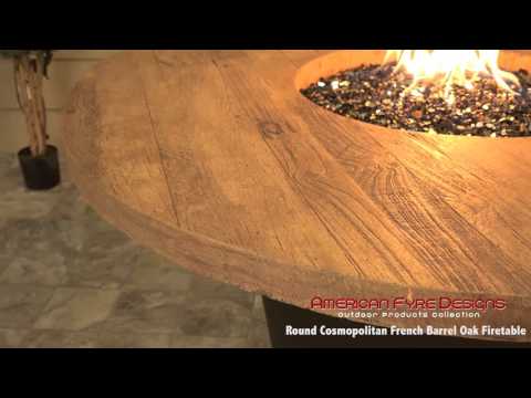 American Fyre Designs Cosmopolitan 48-Inch Round Reclaimed Wood Chat Height Fire Table