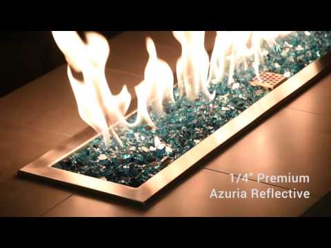 American Fire Glass 1/4-Inch Premium Fire Glass, 10-Pounds, Azuria Reflective