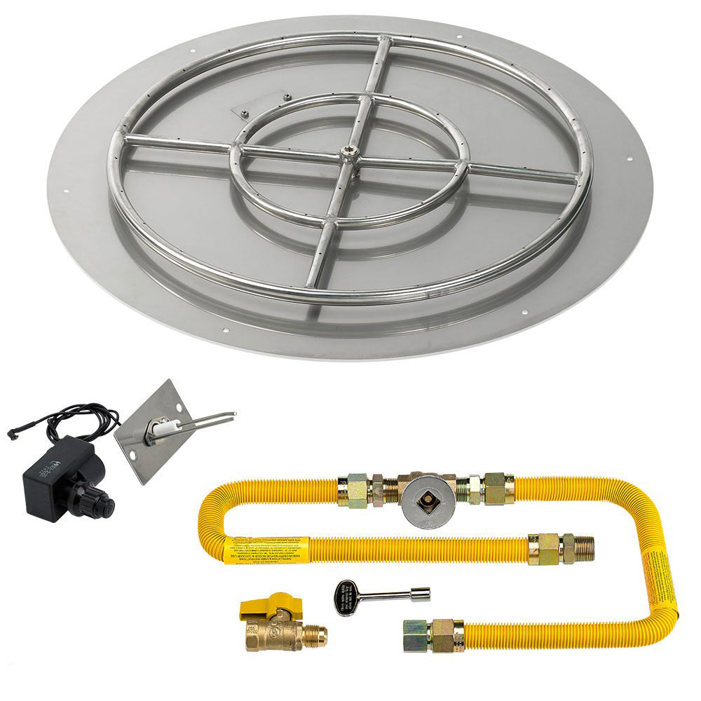 American Fire Glass Spark Ignition Fire Pit Kits, Round Flat Pans