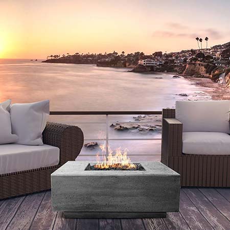Prism Hardscapes Tavola 3 Concrete Gas Fire Pit, 48x48-Inch