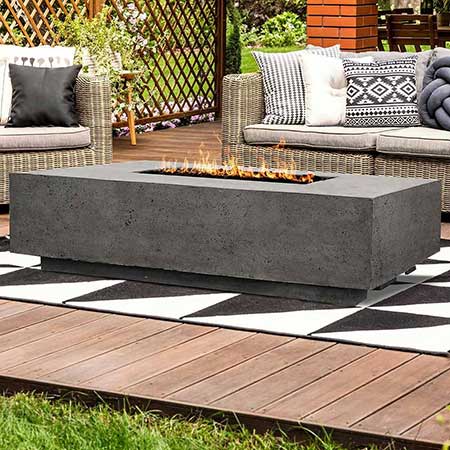 Prism Hardscapes Tavola 4 Concrete Gas Fire Pit, 66x38-Inch