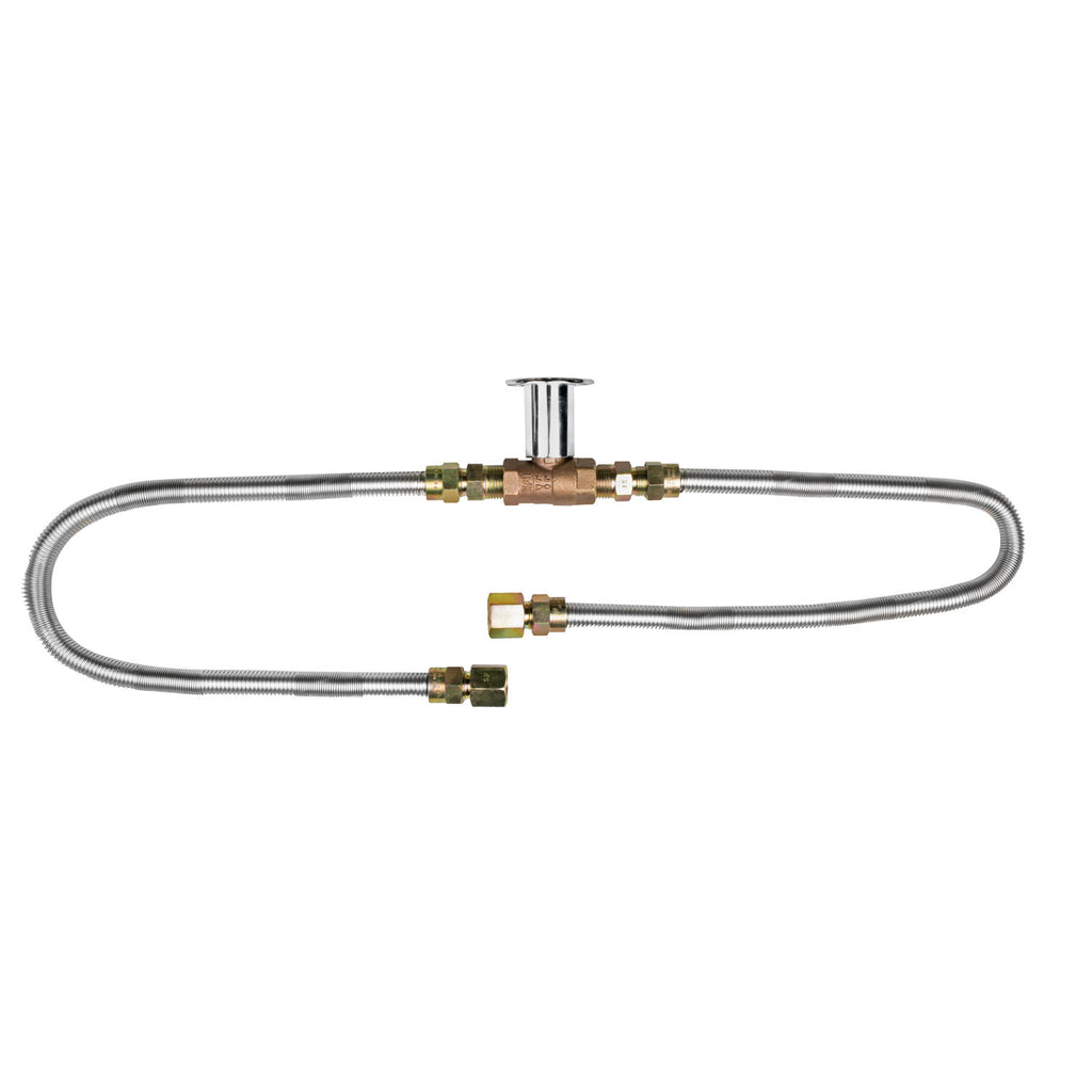 Natural gas hookup kit with two flexible hoses and brass connectors