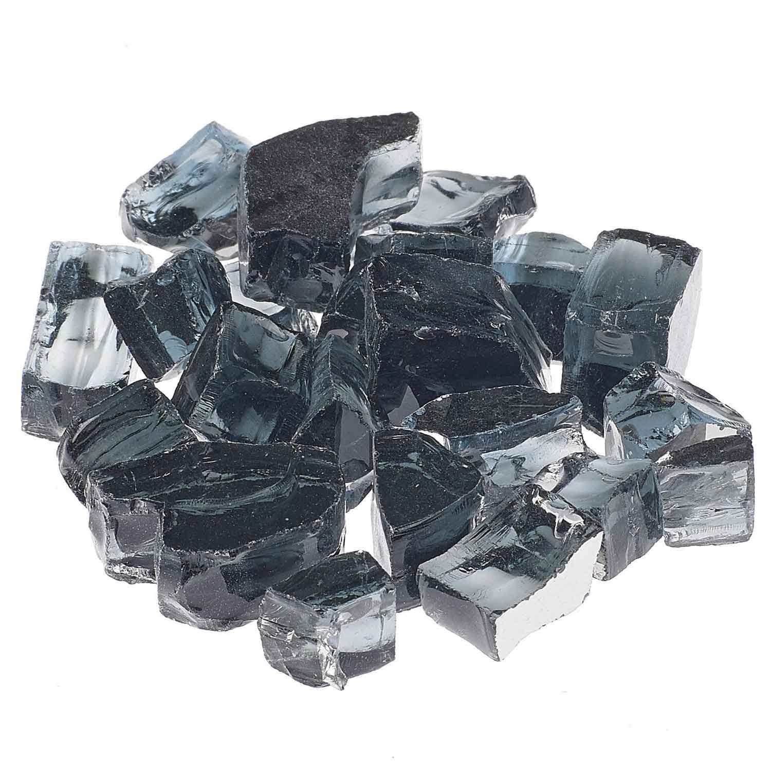 Reflective fire glass chunks with dark charcoal and silver reflective pieces